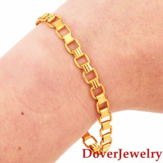 Estate Chinese 20k Yellow Gold Square Link Chain Bracelet 11.  8 Grams Nr
