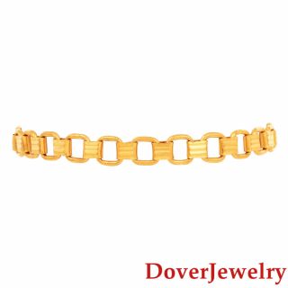 Estate Chinese 20K Yellow Gold Square Link Chain Bracelet 11.  8 Grams NR 2