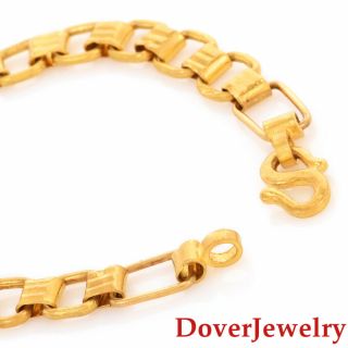 Estate Chinese 20K Yellow Gold Square Link Chain Bracelet 11.  8 Grams NR 4