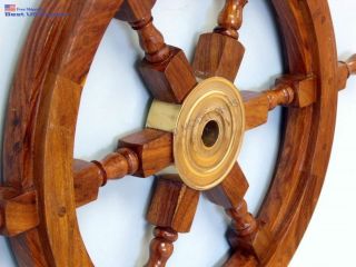 Nautical Deluxe Class Wood And Brass Decorative Ship Wheel 18 " - Nautic