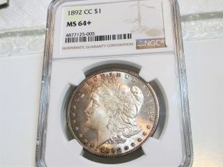1892 - Cc Morgan Silver Dollar 1$ Toning Ngc Ms64,  Rare Us Coin.