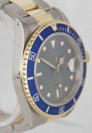 Vintage Rolex Submariner 16803 Two - Tone Gold Steel Tropical Blue 40mm Date Watch 3