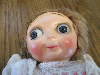 Rare 11.  5 " Antique Googly Doll Composition Head Felt - Like Body