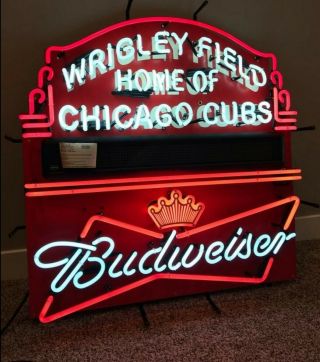 Very rare Chicago Cubs Wrigley Field Marquee Neon Sign W/LED Display.  33x33 2