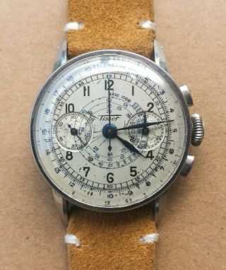 Rare Stainless Steel Tissot Chronograph - Cal.  28.  9 (13ch) No 33.  3