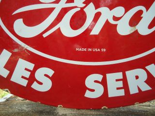 VINTAGE 1959 FORD TRACTOR SALES - SERVICE PORCELAIN ENAMEL DEALERSHIP SIGN 2