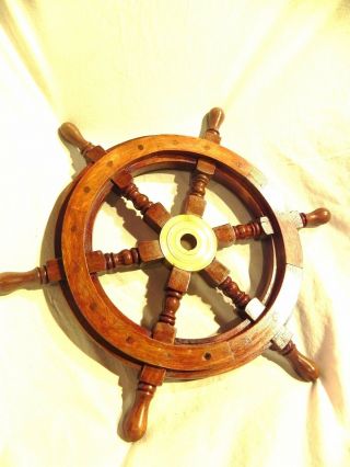 Nautical Wooden Ship Wheel Maritime Nautical Pirate Captain Decor 18 "