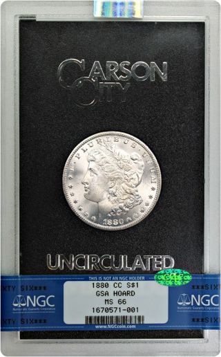 1880 - Cc $1 Ngc/gsa Ms66 (box And) - Rare Gsa - Morgan Silver Dollar