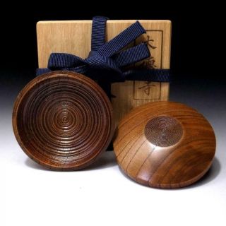 Ud9: Vintage Japanese Wooden Incense Case,  Kogo With Signed Wooden Box
