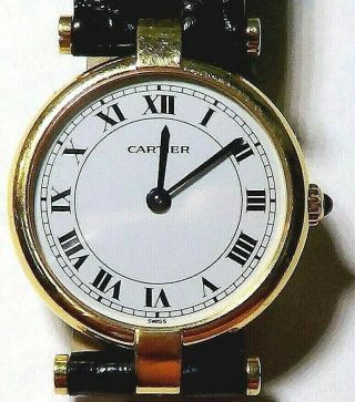 Vintage Cartier Paris Quartz 18k Yellow Gold Ladies Watch