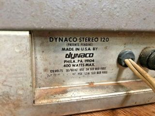 RARE VINTAGE DYNACO PAT - 4 PREAMPLIFIER & STEREO 120 TUBE AMP AMPLIFIER AUDIO 7