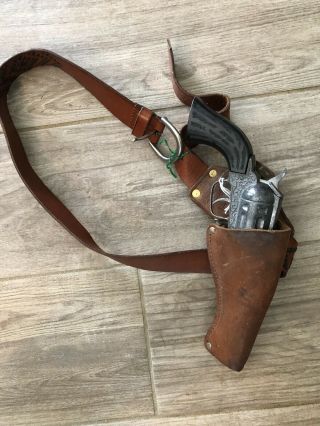 Vintage Pony Boy Cap Gun With Leather Holster And Belt