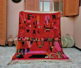 Vintage Moroccan Handmade Wool Rug - Bohemian Beni Ourain Rug 4x6 Berber Tribal