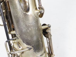 Vintage Martin Stencil Carl Fischer York Low Pitch Silver Saxophone Sax 10
