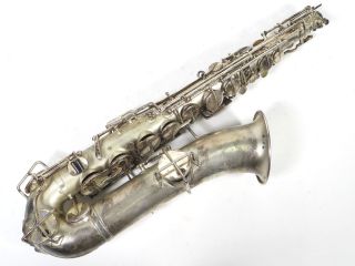 Vintage Martin Stencil Carl Fischer York Low Pitch Silver Saxophone Sax 12