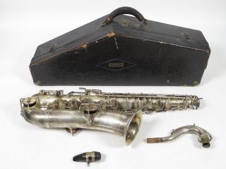 Vintage Martin Stencil Carl Fischer York Low Pitch Silver Saxophone Sax 2