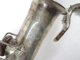 Vintage Martin Stencil Carl Fischer York Low Pitch Silver Saxophone Sax 3