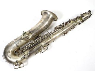 Vintage Martin Stencil Carl Fischer York Low Pitch Silver Saxophone Sax 5