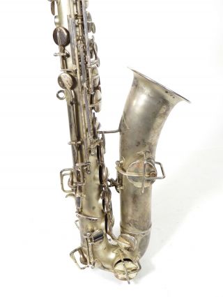 Vintage Martin Stencil Carl Fischer York Low Pitch Silver Saxophone Sax 8