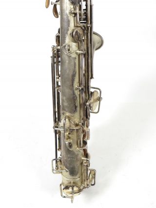 Vintage Martin Stencil Carl Fischer York Low Pitch Silver Saxophone Sax 9