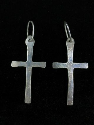 Antique Pueblo Earrings - Coin Silver Ingot Crosses