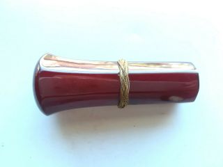 Vintage Art Deco Cherry Red Amber Bakelite Faturan Parasol Umbrella Handle 5