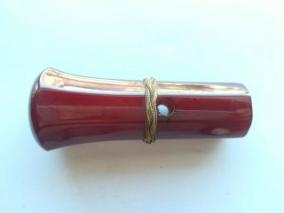Vintage Art Deco Cherry Red Amber Bakelite Faturan Parasol Umbrella Handle 6