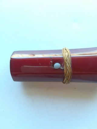 Vintage Art Deco Cherry Red Amber Bakelite Faturan Parasol Umbrella Handle 9