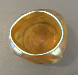 ANTIQUE SIGNED L.  C.  T.  TIFFANY STUDIOS FAVRILE ART GLASS VASE IRREGULAR GOLD 4