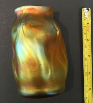 ANTIQUE SIGNED L.  C.  T.  TIFFANY STUDIOS FAVRILE ART GLASS VASE IRREGULAR GOLD 6