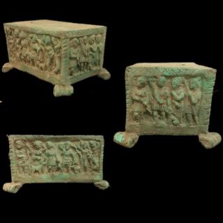 ROMAN ANCIENT BRONZE BOX STATUE - 200 - 400 AD (1) LARGE 13.  4 Cm WIDE 2