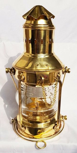 Vintage Brass Oil Lamp Maritime Ship Lantern - Anchor Boat Light Lamp Nautical 2