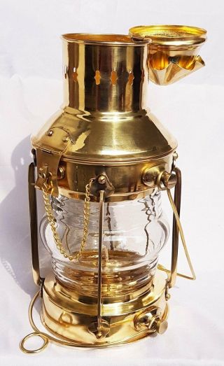 Vintage Brass Oil Lamp Maritime Ship Lantern - Anchor Boat Light Lamp Nautical 3