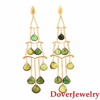 Estate Diopside 18k Yellow Gold Dangle Chain Chandelier Earrings 5.  5 Grams Nr