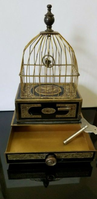 Vintage German Mechanical Singing Bird Automaton in Cage - Circa 1920 ' s 7