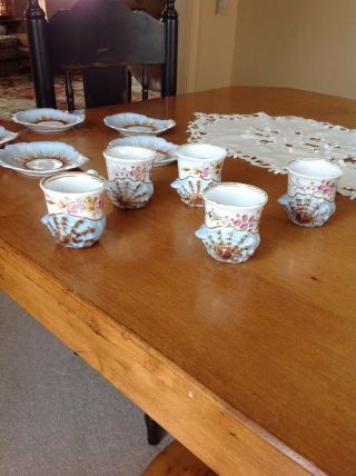 Unusual Vintage Set Of 6 Porcelain Demitasse/Tea Cups And Saucers 5