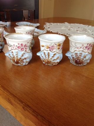 Unusual Vintage Set Of 6 Porcelain Demitasse/Tea Cups And Saucers 7