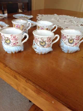 Unusual Vintage Set Of 6 Porcelain Demitasse/Tea Cups And Saucers 8