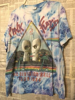 Vtg 90s Pink Floyd The Division Bell Tie Dye L T - Shirt