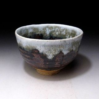 Sk4: Vintage Japanese Pottery Tea Bowl Of Seto Ware,  Artistic Glazes