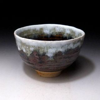 SK4: Vintage Japanese Pottery Tea Bowl of Seto Ware,  Artistic glazes 2