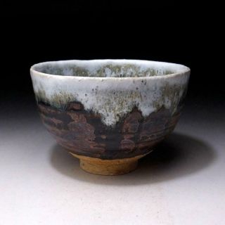 SK4: Vintage Japanese Pottery Tea Bowl of Seto Ware,  Artistic glazes 5