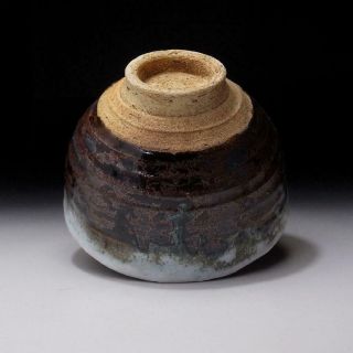 SK4: Vintage Japanese Pottery Tea Bowl of Seto Ware,  Artistic glazes 7