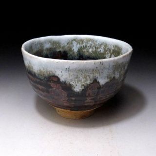 SK4: Vintage Japanese Pottery Tea Bowl of Seto Ware,  Artistic glazes 8