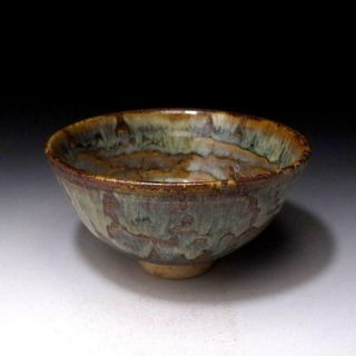 SK3: Vintage Japanese Pottery Tea Bowl of Seto Ware,  Artistic glazes 3