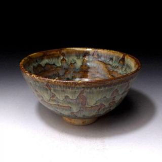 SK3: Vintage Japanese Pottery Tea Bowl of Seto Ware,  Artistic glazes 4
