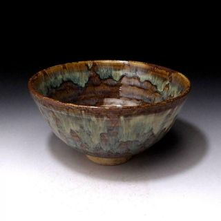 SK3: Vintage Japanese Pottery Tea Bowl of Seto Ware,  Artistic glazes 5