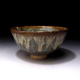 SK3: Vintage Japanese Pottery Tea Bowl of Seto Ware,  Artistic glazes 6