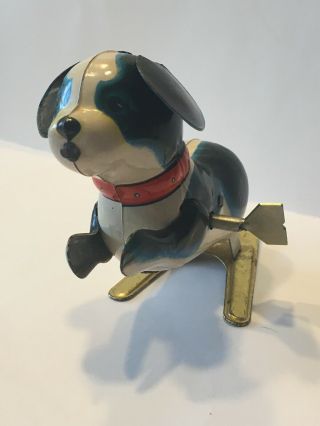 Vintage Tin Toy Wind - Up Hopping Dog By Blic China Spring Tail Key