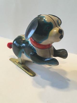 Vintage Tin Toy Wind - up Hopping Dog by Blic China Spring Tail Key 3